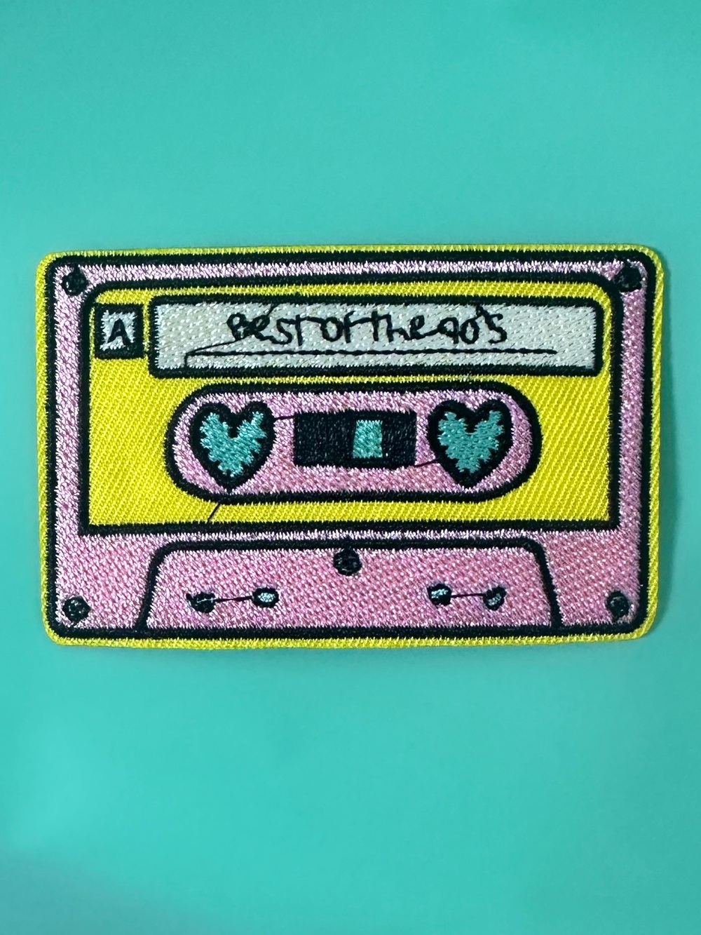 New Retro Cassette Tape Iron-On Patch | Best of the 90s Embroidered Appliqué
